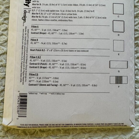 Sewing Pattern Pillows Simplicity R11473 - Picture 4 of 7